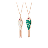 Fish for Love Pendant Green & Ivory - Rubies