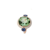 Gemma Ring - Green Tourmaline, Blue Sapphires