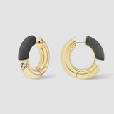 Oera Earrings in Yellow Gold, Black Agate and Diamonds