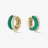 Oera Earrings in Yellow Gold with Green Agate and Sapphires