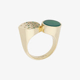 Oera Ring, Yellow Gold with Green Agate