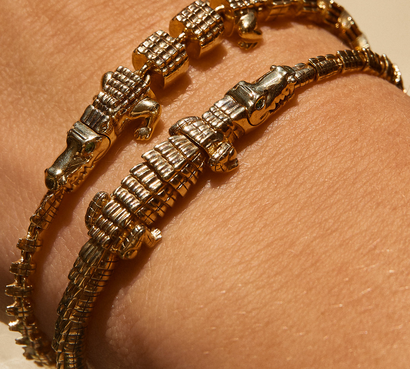 Thin Alligator Wrap Bracelet