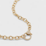 14k Yellow Gold Oval Chain Necklace with Diamond Lock
