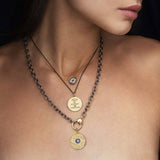 Oxidized Silver Oval Chain Necklace with Plain YG Clasp