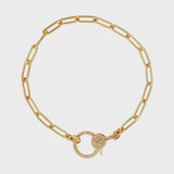 Diamond Lock Wide Link Chain Bracelet