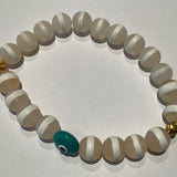 White Agate Stripe Beaded Bracelet