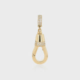 Large Diamond Hook Pendant - Half Pave White Diamond