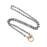 Oxidized Silver Narrow Oblong Chain with Small Diamond Lock