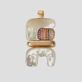 Water Totem Pendant 18K Mother-Of-Pearl and Sapphires