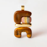 Fire Totem Pendant 18k Tigers Eye and Sapphires