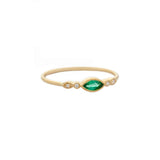 MARQUISE EMERALD & DIAMOND EYES RING