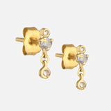 Moonstone and Diamonds Dangling Stud Earrings