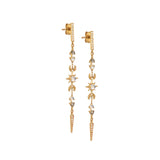 MOONSTONES & DIAMONDS LONG STELLAR EARRING