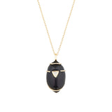 OBSIDIAN SCARAB & TRIANGULAR DIAMOND CHAIN NECKLACE