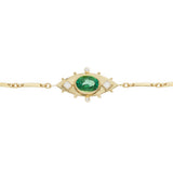 GREEN TOURMALINE EYE AND SQUARE DIAMONDS ARTICULATED BRACELET