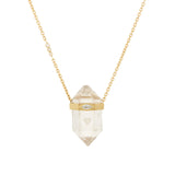 ROUGH PENCIL QUARTZ WITH DIAMOND CHAIN NECKLACE