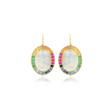 RAINBOW MOONSTONE OVAL EARRINGS