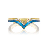 Atlantis Blue Enamel Stacking Ring with Diamonds