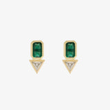 EMERALD AND TRILLION DIAMOND STUDS