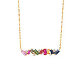 RAINBOW SAPPHIRE FIREWORKS BAR NECKLACE