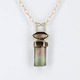 Tourmaline Pencil and Marquise Diamond Chain Necklace