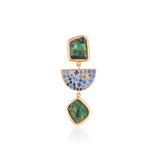 Single Medium Blue Tourmaline with Blue Sapphire Moon Earring
