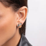 Single Aquamarine Orange & Sapphire Moon Stud