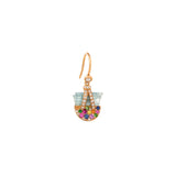 Single Dangling Aquamarine & Multi Sapphire Moon Earring