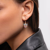 Single Dangling Aquamarine & Multi Sapphire Moon Earring