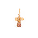 Single Small Dangling Imperial Topaz & TumbledTourmaline Earring