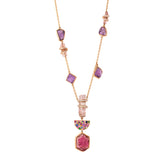Pink Tourmaline with Amethyst and Multi Sapphire Moon Necklace
