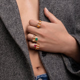 Topaz with Emerald & Diamond Ring