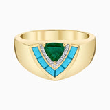 Tiered Signet Ring - Emerald Center