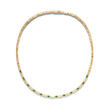 GOLD BAR AND EMERALD TENNIS NECKLACE