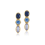 Blue Lakshmi Three Stone Drop Earrings