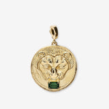 LION LARGE EMERALD COIN CHARM