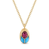 LOVE BUG PENDANT - TURQUOISE AND DEEP PINK TOURMALINE