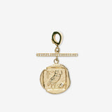 OWL OF ATHENA SMALL DIAMOND COIN CHARM WITH PAVE DIAMOND BAR
