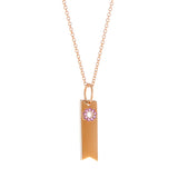 Ribbon Tag Charm in 18K Rose Gold | Pink Sapphires