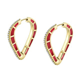 Cobra Hoop Earrings with Red Enamel and Diamond Pave