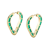 Cobra Hoop Earrings with Green Enamel
