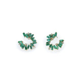 Bold Burst Emeralds Sideways Mini Hoops