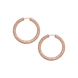 Florentine Finish Small Round Hoop Earrings - Pink Gold