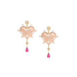 Through the Heart Pearl Earrings Medium