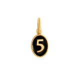 Number 5 Black Pendant - Yellow Gold