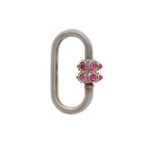 Blackened White Gold Stoned Medium Lock with Inverted Rubies
